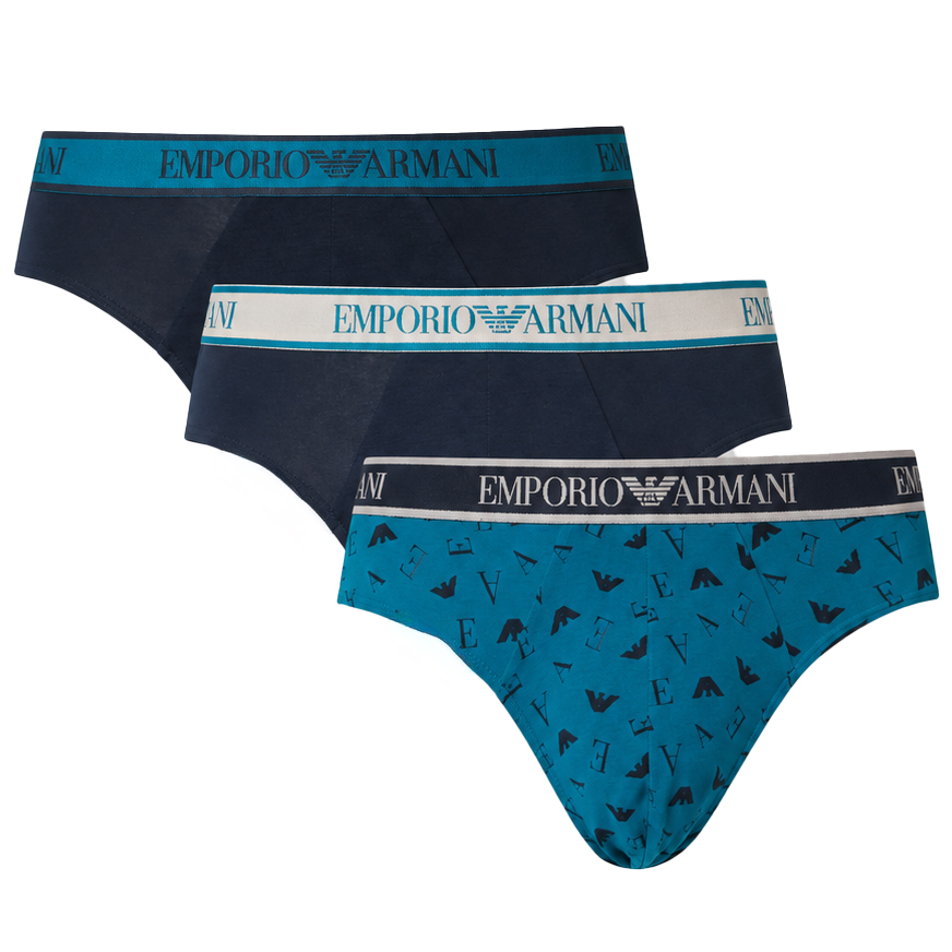 Armani slips 3-pack stretch cotton blauw